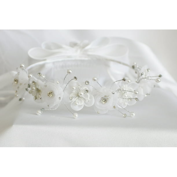 Lavendel Bridal 8 Pieces Flower Girl Veils Two Layers White Wedding Communion Hair Wreath 